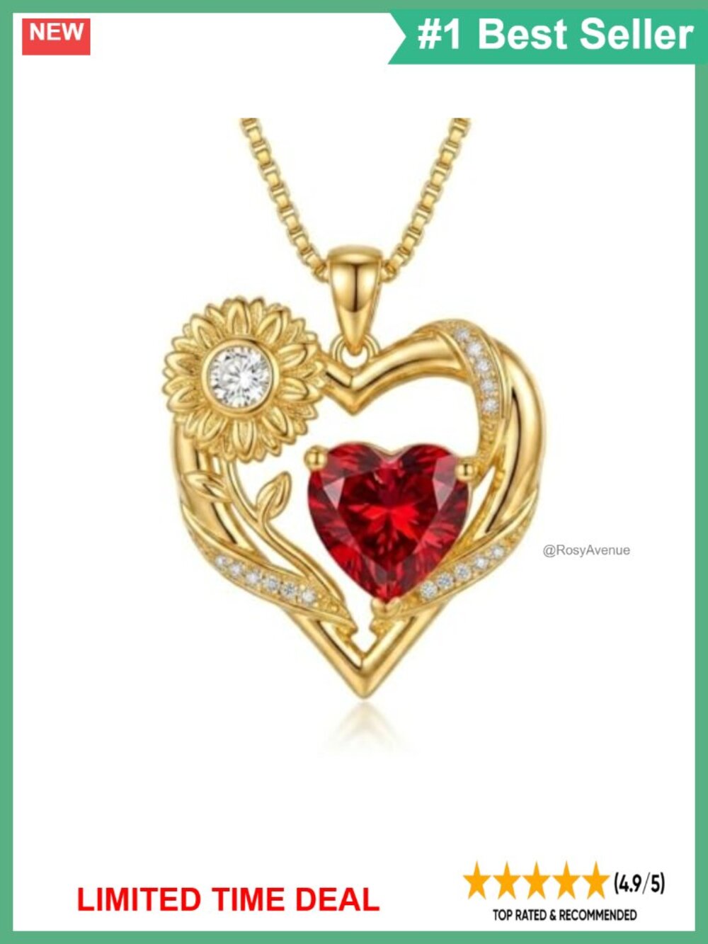 14k Gold Plated Sunflower Birthstone Pendant Necklace Cubic Zirconia